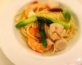 海老と帆立、アスパラガスのあっさりパスタ作り方10写真