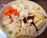 田舎風 根菜と鶏肉のデミグラスソース煮作り方1写真