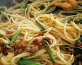 油揚げとほうれん草の納豆和風パスタ作り方4写真