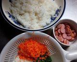 目玉焼き乗せ♬カレーチャーハン☆作り方1写真