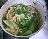 朝食 チンゲン菜 ごぼう 油揚げの味噌汁作り方5写真