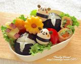 キャラ弁☆お花デコおにぎりとうずらパンダ作り方6写真