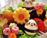 キャラ弁☆お花デコおにぎりとうずらパンダ作り方9写真