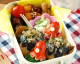 簡単キャラ弁☆たこ焼きおにぎり弁当作り方8写真