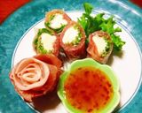 【水菜と生ハム生春巻き♪海老せん添え】作り方4写真