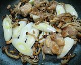 ねぎと水菜のチキンきのこパスタ(和風)作り方5写真