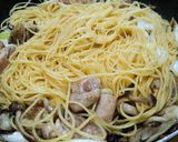 ねぎと水菜のチキンきのこパスタ(和風)作り方6写真
