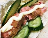 あるものでピタサンド♪たまごと鮭と焼き肉作り方5写真