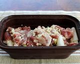 レンジで簡単!豚肉とネギのにんにく蒸し作り方2写真