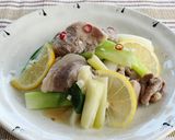 レンジで簡単!豚肉とネギのにんにく蒸し作り方5写真