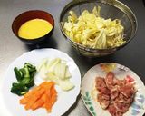 ふわふわ卵入り♡豚肉とキャベツの炒めもの作り方1写真