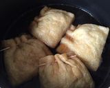 簡単！鶏挽肉と大葉で油揚げの巾着煮。作り方4写真