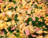 卵１コと高野豆腐１枚で炒り卵！にら玉丼作り方6写真