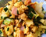 卵１コと高野豆腐１枚で炒り卵！にら玉丼作り方7写真