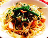 簡単♡鮭と舞茸と水菜の和風パスタ作り方4写真