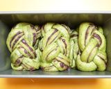 あん食パンHB粒あんよもぎ三つ編みパン作り方21写真