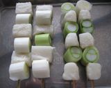 簡単☆焼き鳥もどき☆お餅でねぎま（葱餅）作り方3写真