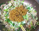 納豆と豚肉のパスタ作り方4写真