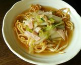 白菜とハムのあんかけ揚げ焼きうどん作り方4写真