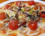 ガスグリルで焼くベーコンとトマトのピザ作り方8写真