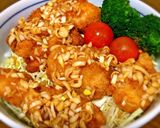 チキンカツで油淋鶏(ユーリンチー)丼作り方4写真