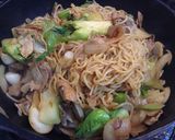 つぼみ菜とゆり根の大人の焼きそば作り方4写真