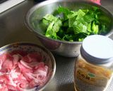 味付はなめたけで！小松菜と豚肉の炒めもの作り方1写真