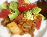 アンチエイジング♡アボトマキムチ納豆丼作り方1写真