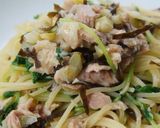ツナ・豆苗の塩昆布・塩レモン和えパスタ作り方4写真