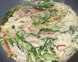 水菜とカニカマのあっさりクリームパスタ！作り方4写真