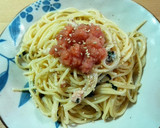 焼きと生の２段構えで!!和風明太子パスタ作り方8写真
