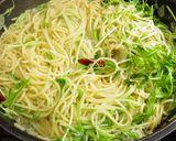 水菜とシラスのペペロンチーノ♪作り方6写真