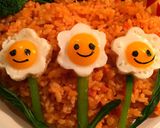 キャラ弁＊うずらの卵のお花＊オムライス風作り方4写真