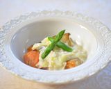 鮭の塩焼きにキャベツ＆エノキの牛乳ソース作り方6写真