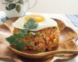 巻く手間なし！目玉焼きのせチキンライス♪作り方7写真