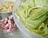 たけのこ と キャベツのペペロンチーノ作り方1写真