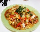 冷やし中華麺があんかけかた焼きそばに作り方6写真