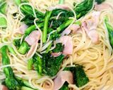 菜の花toふわふわ卵no和風パスタ作り方5写真
