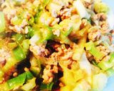 長ねぎと挽肉の醤油炒め作り方2写真