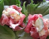 ポテトサラダ～花びら風生ハム包み作り方3写真