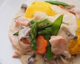 春野菜とサーモンのクリームオムライス作り方10写真