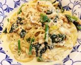 鮭とほうれん草のクリームパスタ作り方4写真
