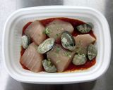 レンジで簡単！魚とアサリのトマト煮作り方3写真