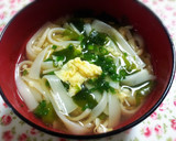 わかめとえのきの和風かき玉スープ作り方3写真
