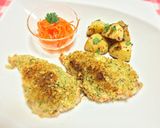 簡単プチご馳走！鶏胸肉香草パン粉焼き作り方5写真