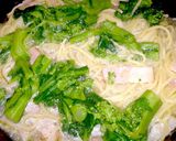 ホタテ稚貝と菜の花のスープパスタ(^^♪作り方7写真