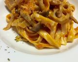 鶏肉と蓮根のトマトクリームパスタ作り方8写真
