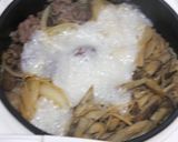牛蒡が香る牛すき焼きのおこわ風炊込みご飯作り方14写真