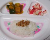 離乳食後期 カボチャの煮物そぼろあんかけ作り方3写真