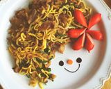 赤ウインナーでお花★デコ焼きそばプレート作り方5写真